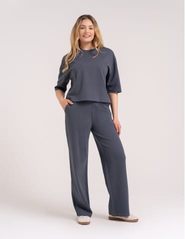 Spodnie damskie Wide Leg wygodne z wysokim stanem